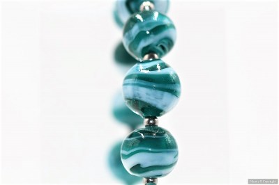 Collier perles verre bleu cyan1